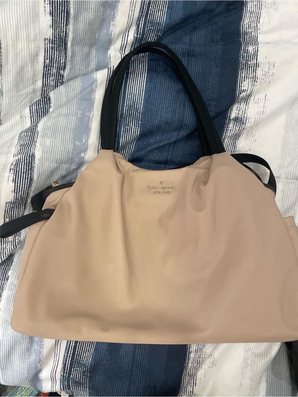 kate spade Blush Pink Tote with Black Handles